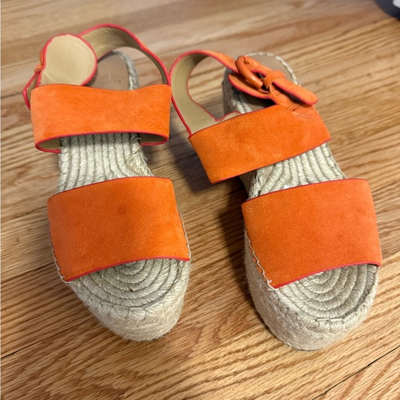 Marc Fisher LTD Renni Platform Espadrille Wedge Sandals Orange Suede Size 5 - Picture 4 of 16